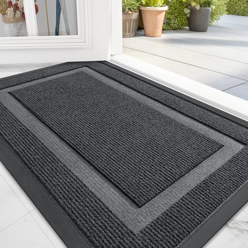 OLANLY Front Door Mat Indoor Outdoor Entrance, Waterproof, 36x24, Black P2970