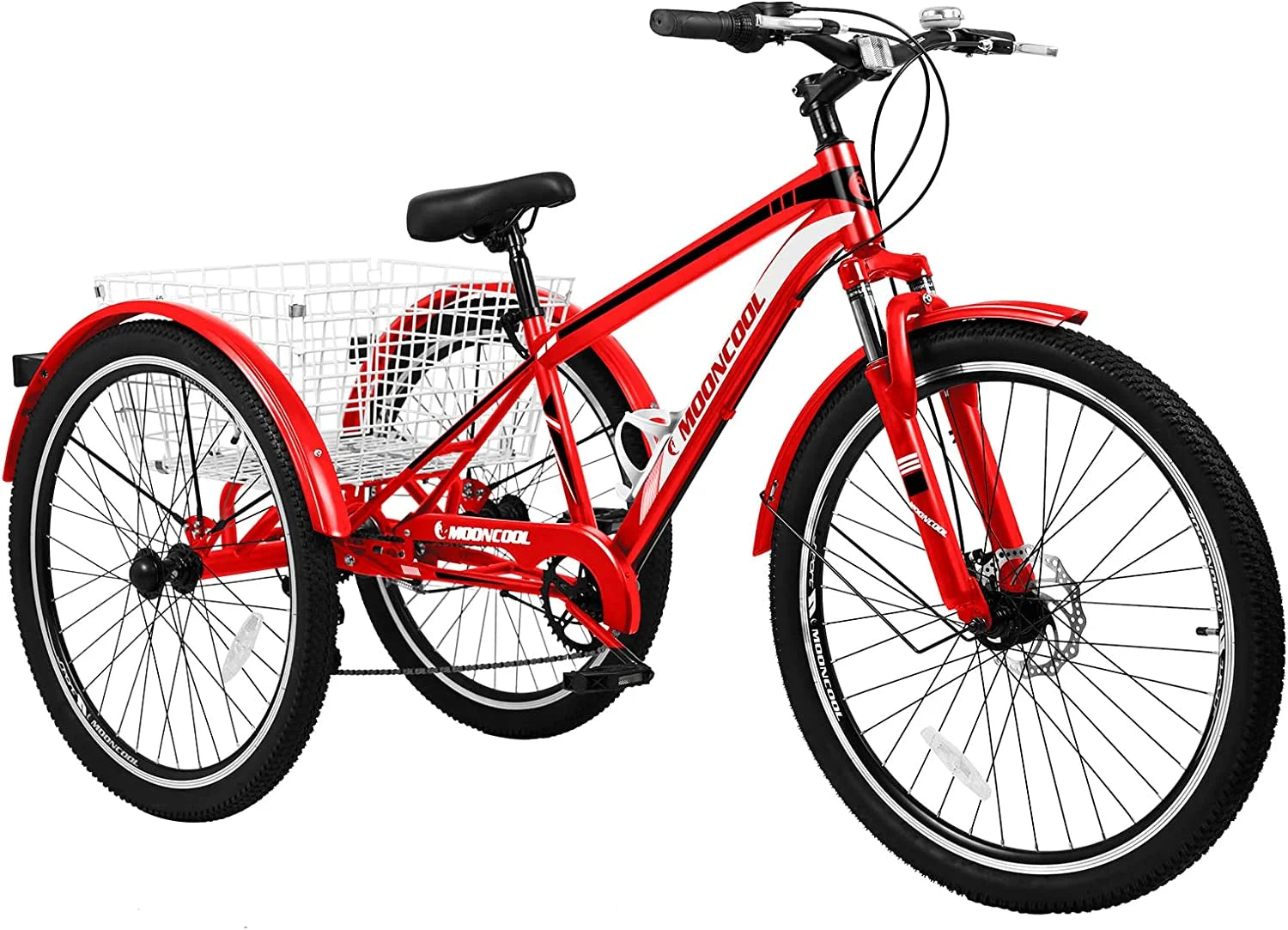 Slsy Mountain Tricycle for Adults, 7 Speed Three Wheel Bike with Cargo Basket I576