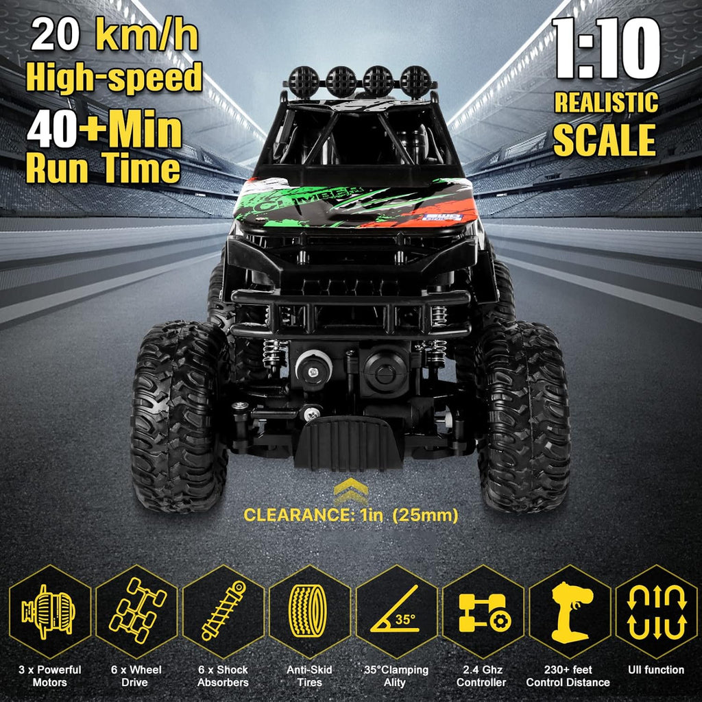 1/10 Scale RC Monster Truck 2.4Ghz 6x6 Off-Road with LED Mist Spray, Pack of 2 F670247