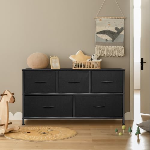 9 Drawer Dresser for Bedroom, Charcoal Black Fabric Storage Chest K84969