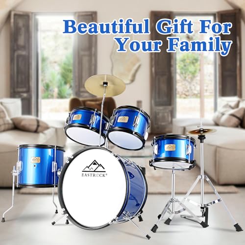 EASTROCK Kids Drum Set 5-Piece 16 Inches Junior Drum Kit with Throne, Cymbal, Pedal & Sticks U617814