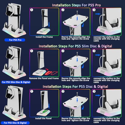 PS5 Stand and Cooling Station with LED Controller Charger for PlayStation 5 X4200