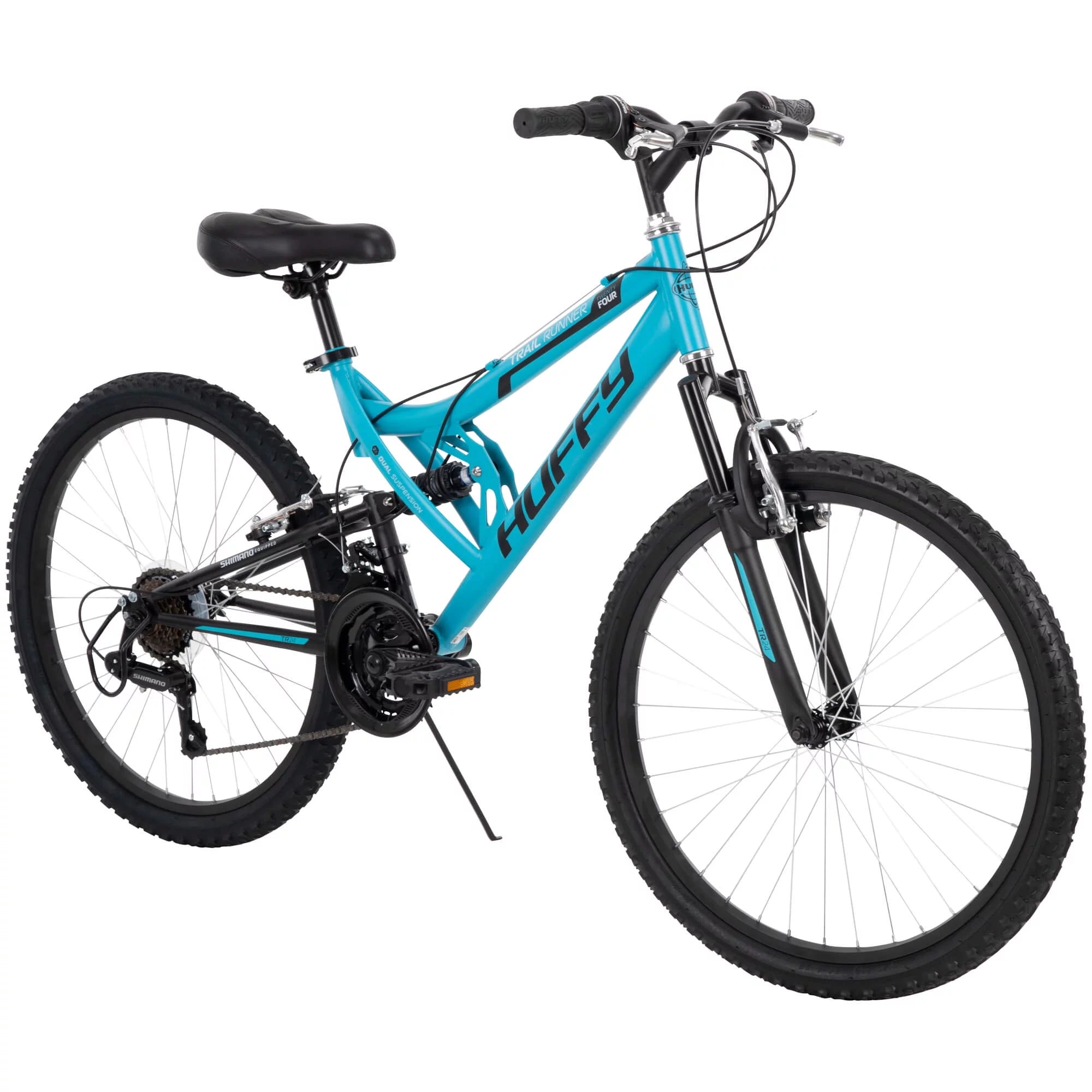 Huffy 24 Trail Runner Girls Full Suspension Mountain Bike, Teal Blue O256