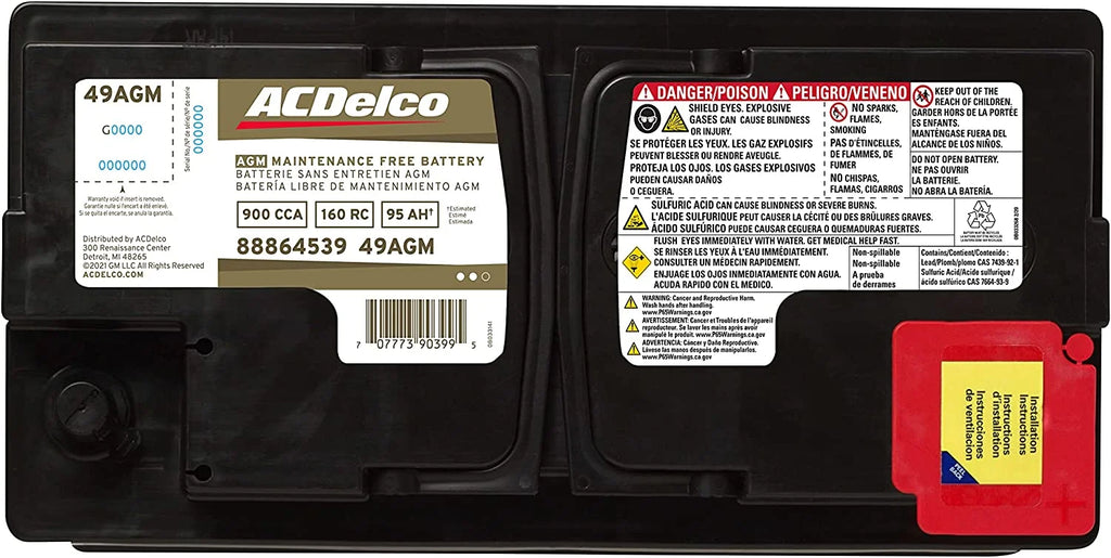 ACDelco AGM BCI Group 49 Battery 49AGM 12V M2228