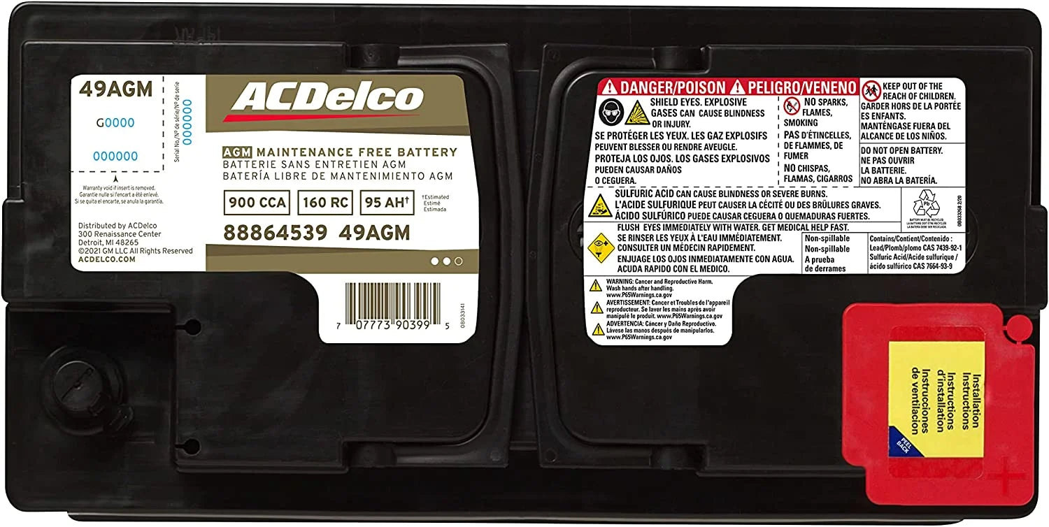 ACDelco AGM BCI Group 49 Battery 49AGM 12V M2228