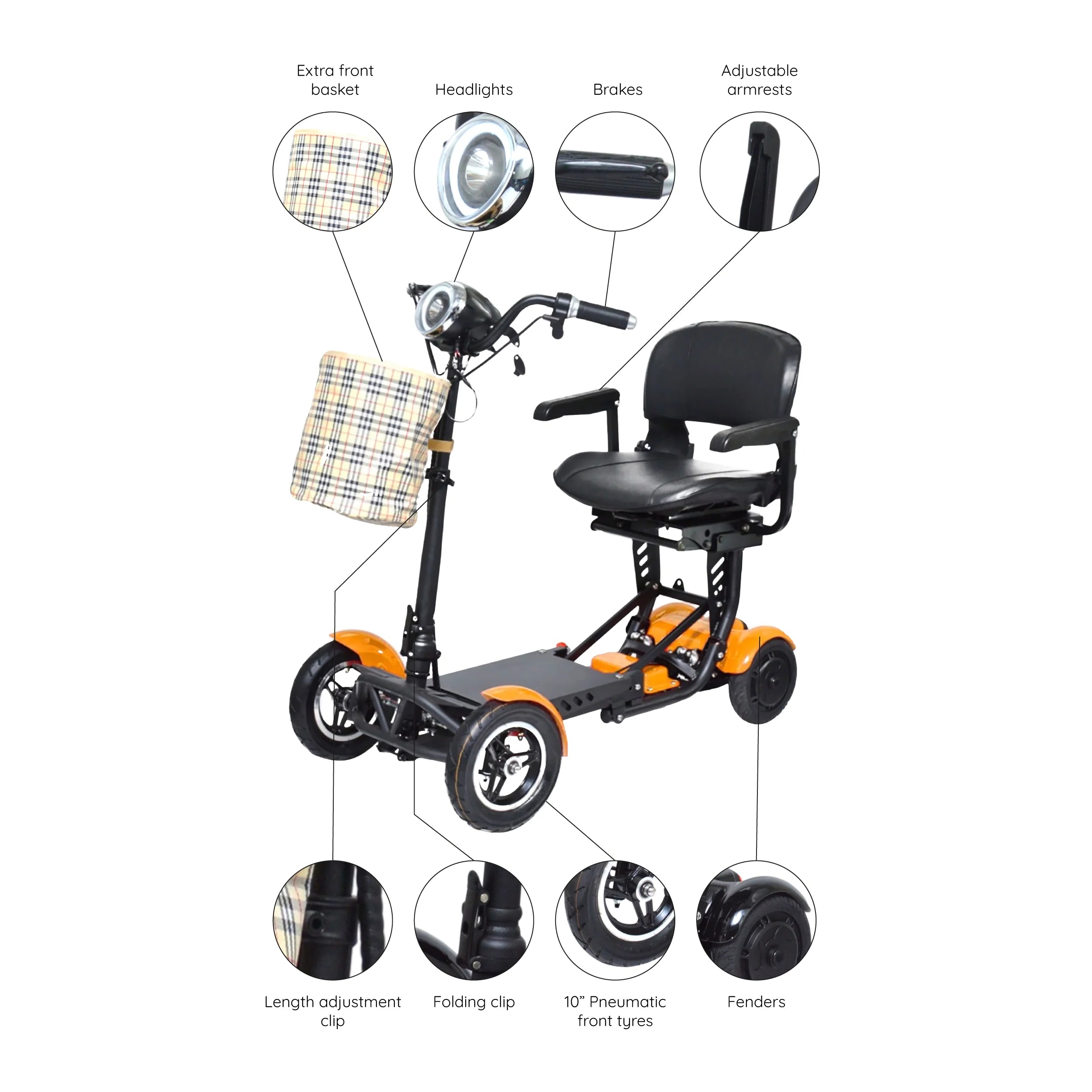 Compact Electric Scooter for Adults with Adjustable Seat and Armrests N441