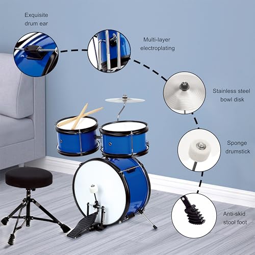 5-Piece Kids Junior Drum Set with 13" Bass Drum for Ages 3-9 P366