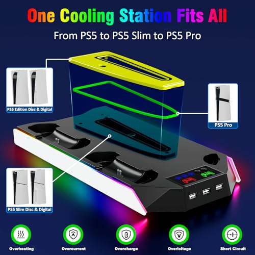 PS5 Stand and Cooling Station with LED Controller Charger for PlayStation 5 X4200