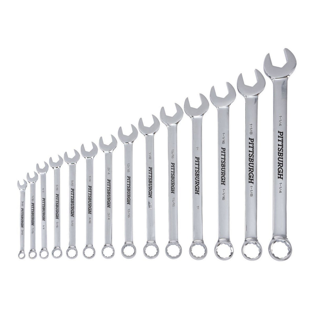PITTSBURGH V-Groove SAE Combination Wrench Set, 14 Piece M60443