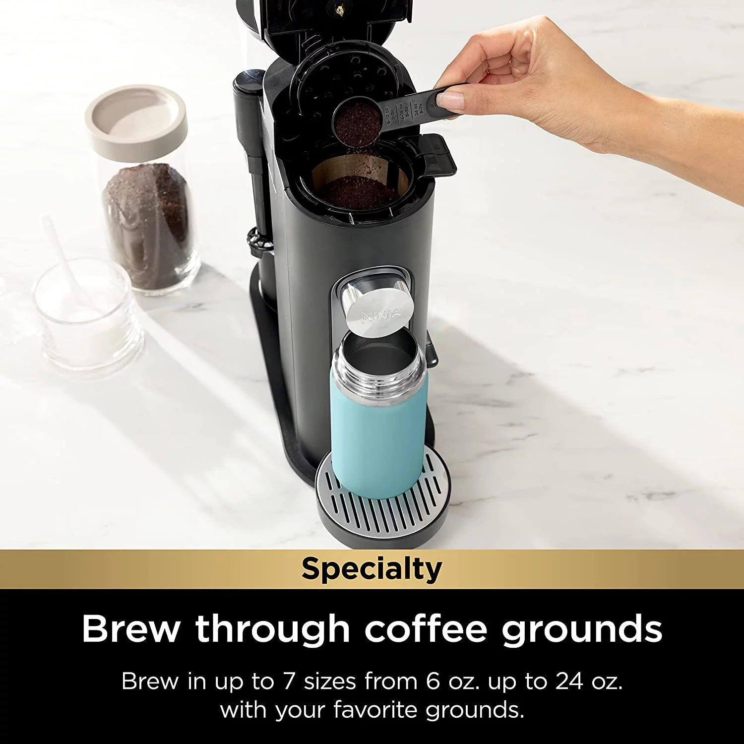 Ninja PB051 Pods & Grounds Single-Serve Coffee Maker with Milk Frother, Black V889413