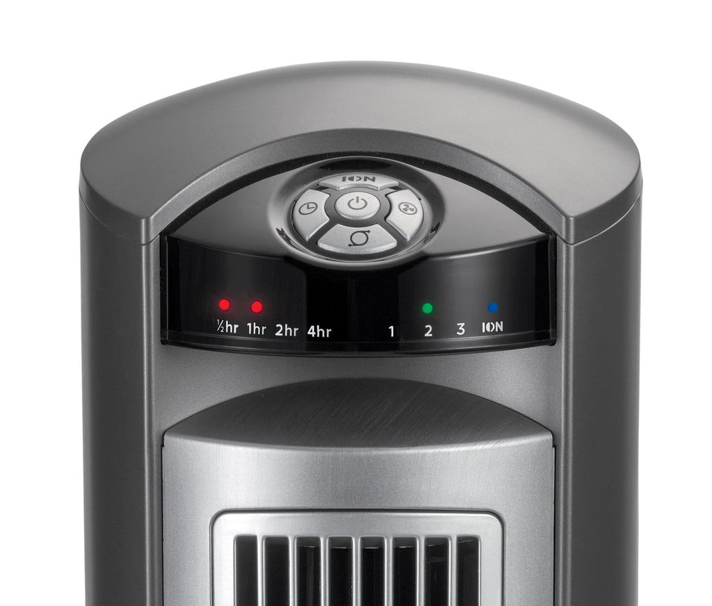 Lasko 42 Wind Curve Tower Fan with Ionizer and Remote, Gray/Woodgrain C6204