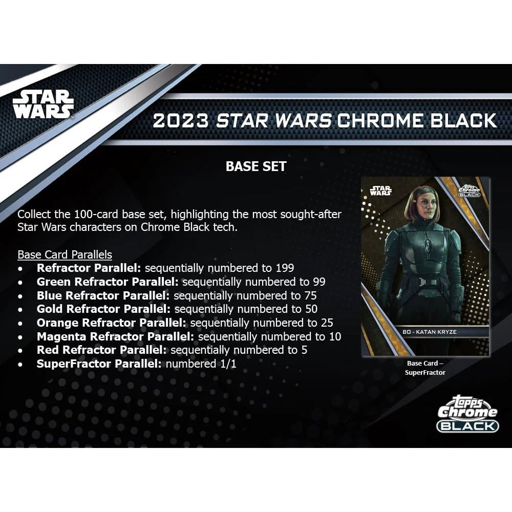 Star Wars 2023 Topps Chrome Black Trading Card Hobby Box T56460