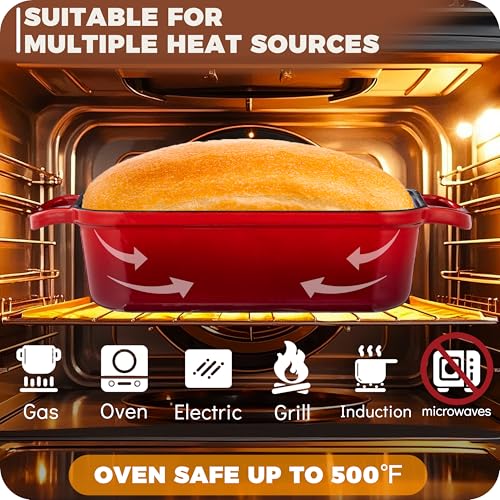 Cast Iron Bread Loaf Pan with Lid, Enameled, 9x5, Set of 2, Cherry M2023