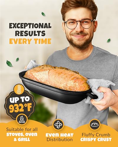 Rectangular Cast Iron Dutch Oven for Bread Baking with Lid, 3.2QT Q40886