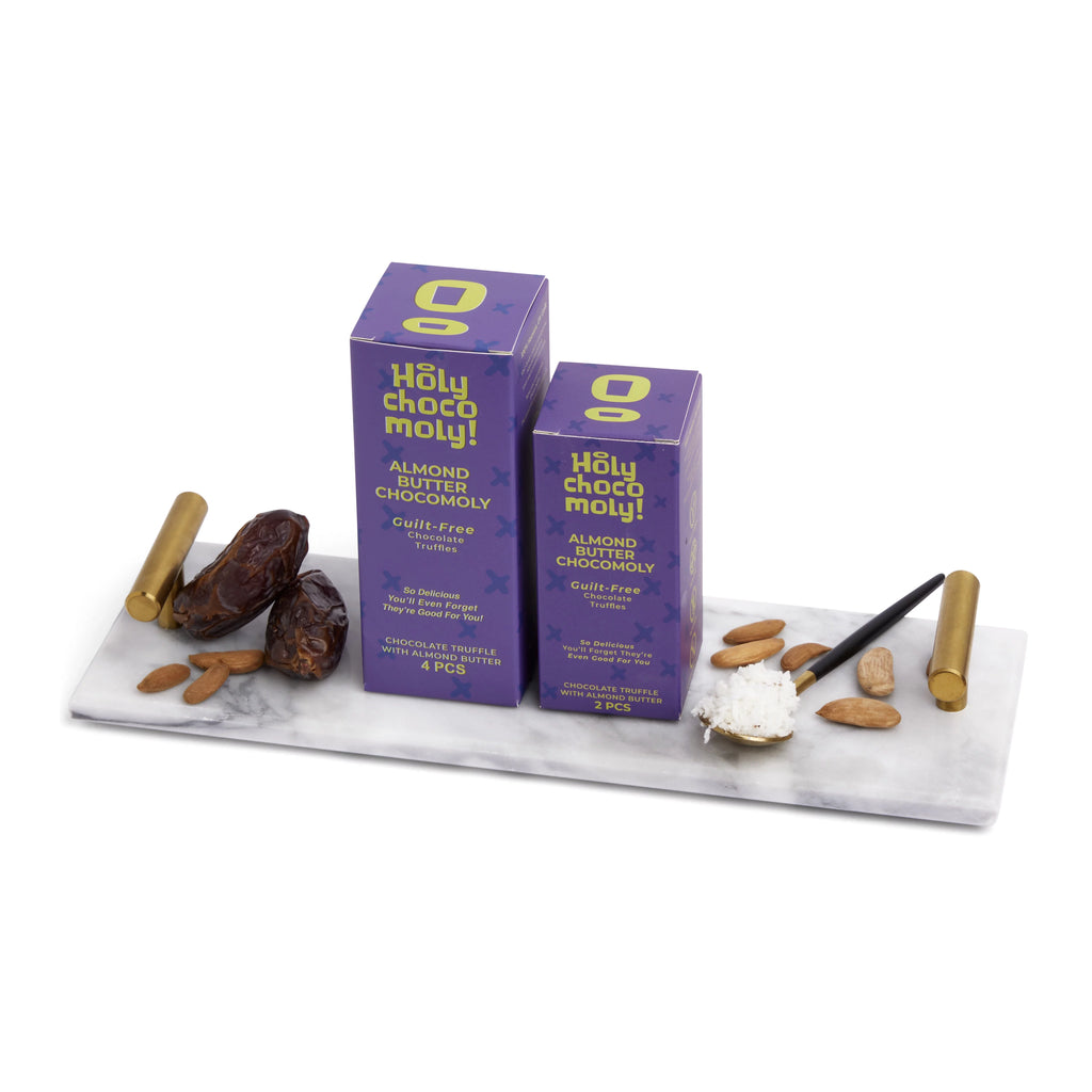 Holy Chocomoly! 4 Pack Almond Butter Chocolate Truffles, Low Sugar Whole Food Snacks N273