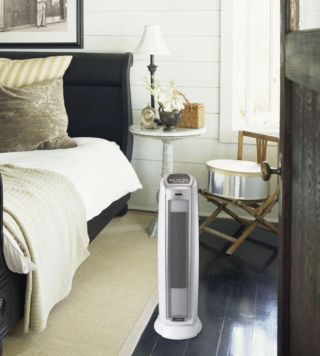 Lasko 1500W Oscillating Ceramic Tower Space Heater, White Q138