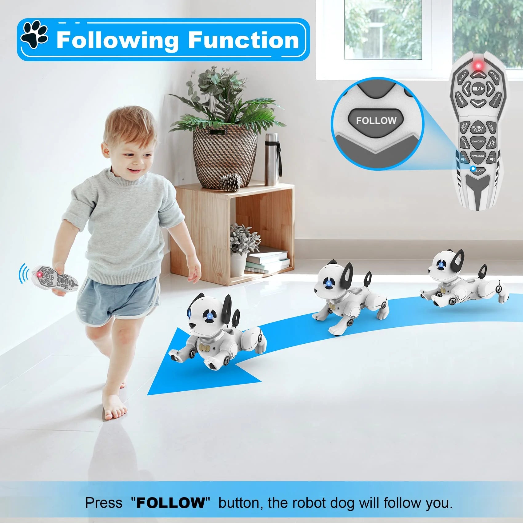 OALYIP Remote Control Robot Dog Toy, Interactive RC Stunt Pet for Kids Z4460