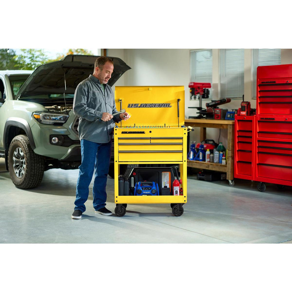 U.S. GENERAL 30 in. 4-Drawer Tech Cart, Red Y546116