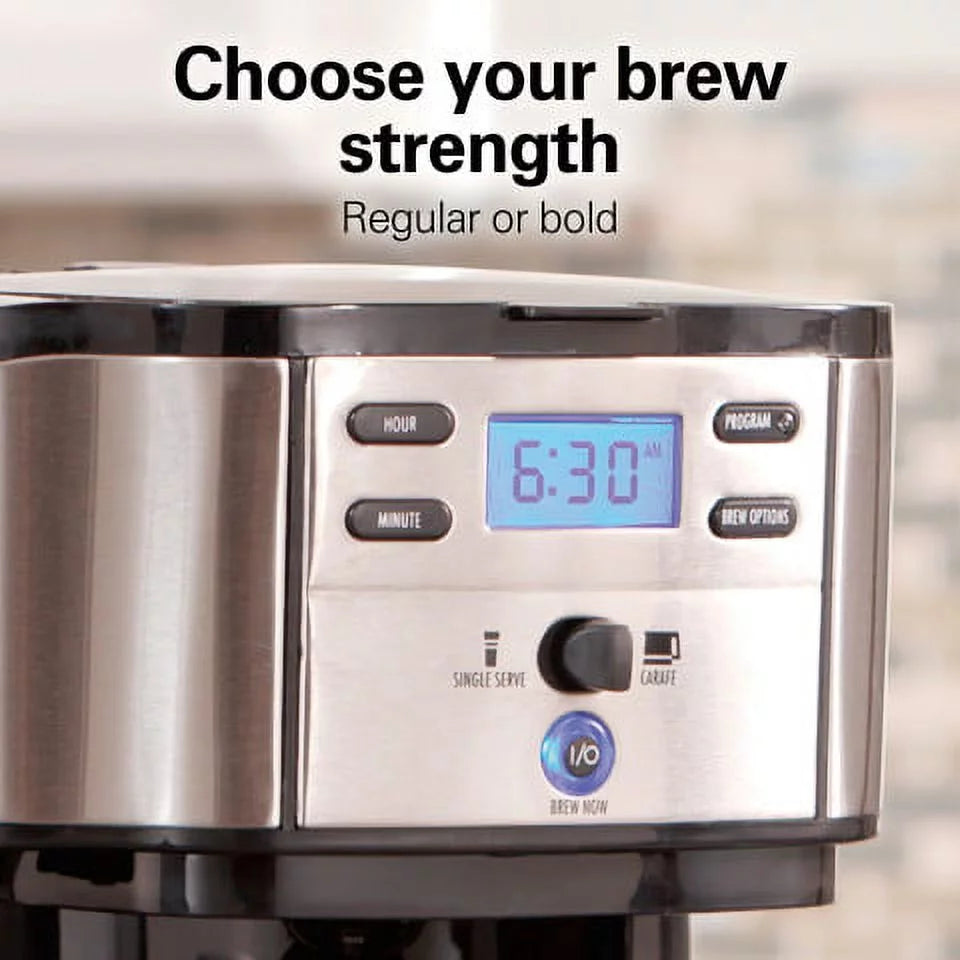 Hamilton Beach 2-Way Coffee Maker, Single-Serve or 12 Cups, Black P1365