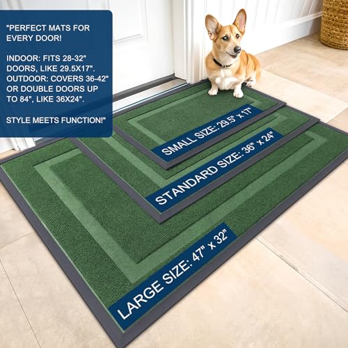 OLANLY Front Door Mat Indoor Outdoor Entrance, Waterproof, 36x24, Black P2970