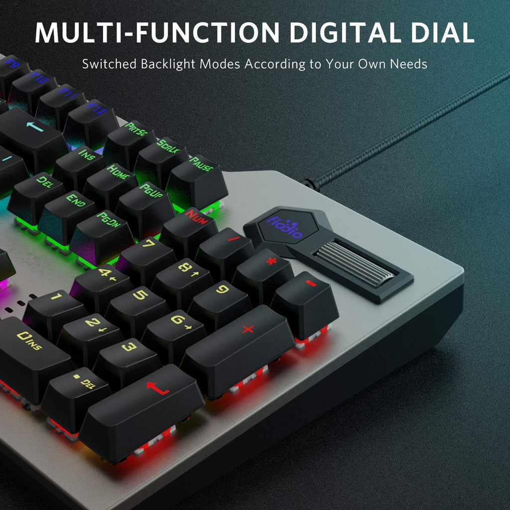 Fiodio Mechanical Gaming Keyboard Wired RGB Rainbow Backlit Blue Switches Ergonomic for Desktop PC, 2 Pack U572