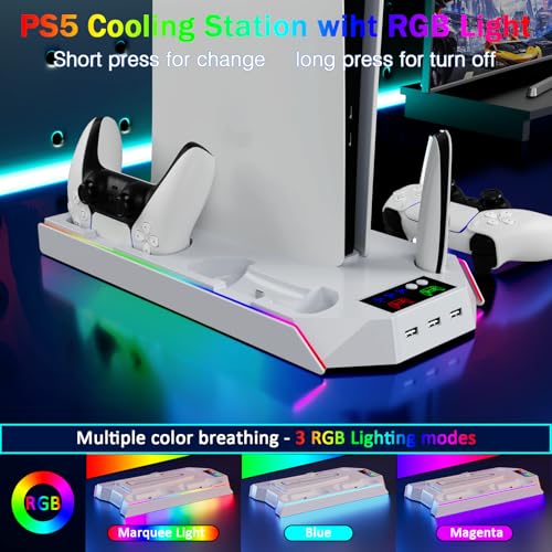 PS5 Stand and Cooling Station with LED Controller Charger for PlayStation 5 X4200