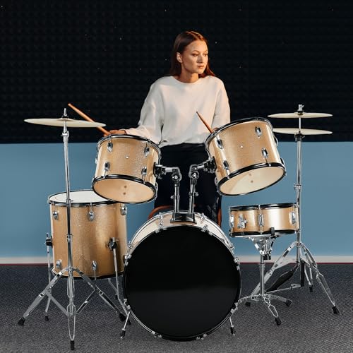 Ktaxon 22 Inch 5-Piece Adult Drum Set with Cymbals and Stool (Blue) G680