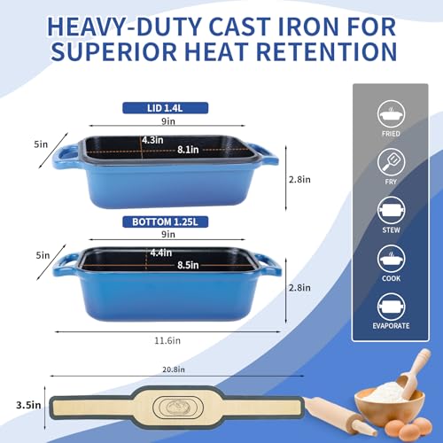 Cast Iron Bread Pan with Lid 9"x5", Set of 2 (Black) N777454