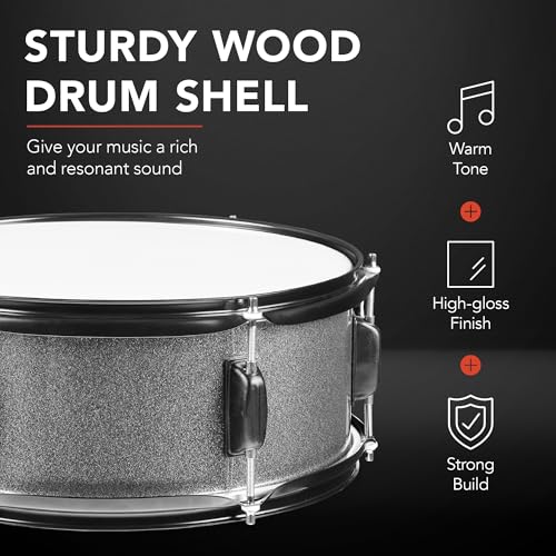 Best Choice Products 5-Piece Full Size Adult Drum Set with Cymbal Stands, Stool, Pedal, Sticks - Dark Blue Sparkle D34023