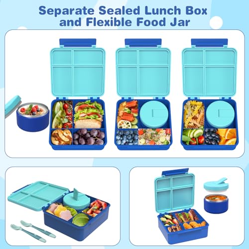 Bento Lunch Box with 8oz Soup Thermo, Kids Leakproof 4 Compartment, Pink B2720