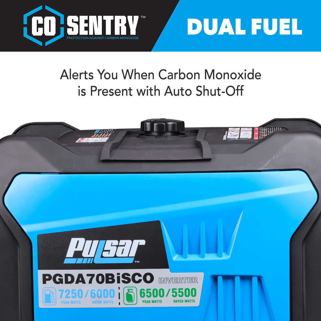Pulsar 7,250 Watt Dual Fuel Inverter Generator with Remote Start Z9256