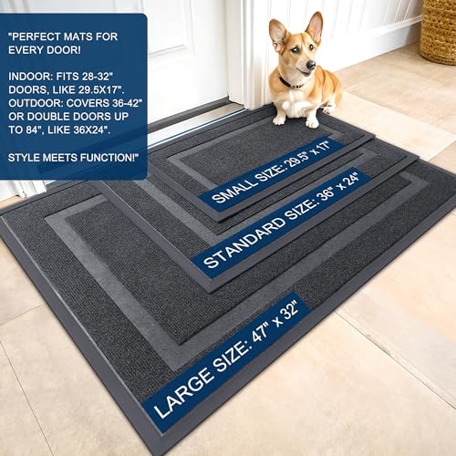 OLANLY Front Door Mat Indoor Outdoor Entrance, Waterproof, 36x24, Black P2970