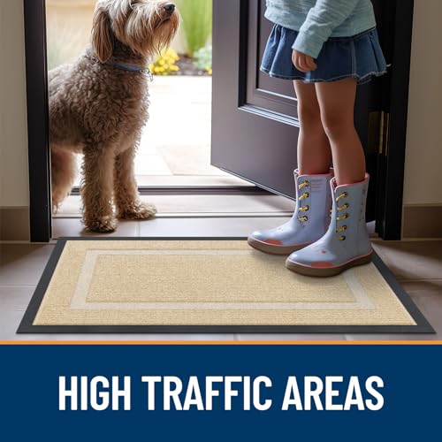 OLANLY Front Door Mat Indoor Outdoor Entrance, Waterproof, 36x24, Black P2970