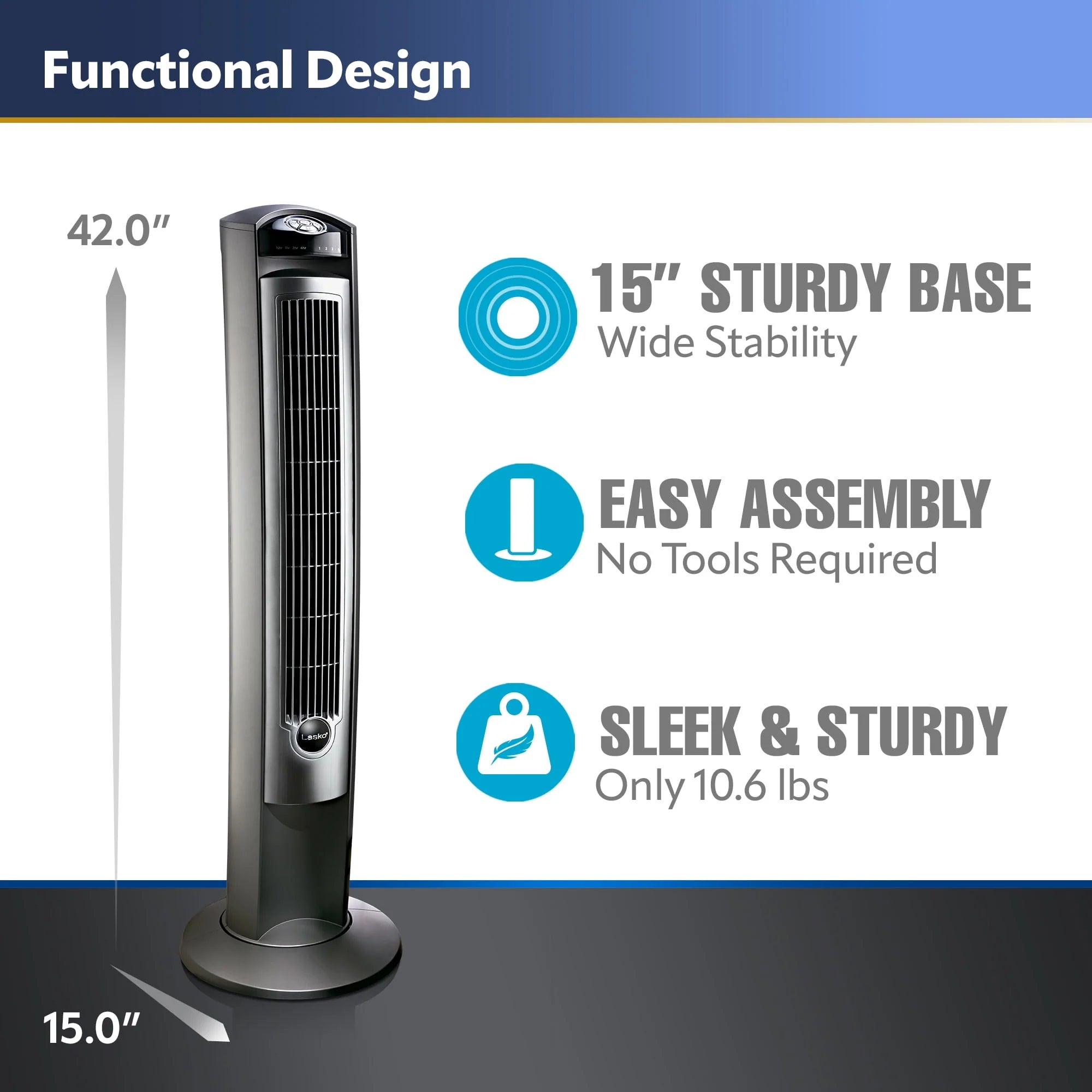 Lasko 42 Wind Curve Tower Fan with Remote, Gray/Brown U59088