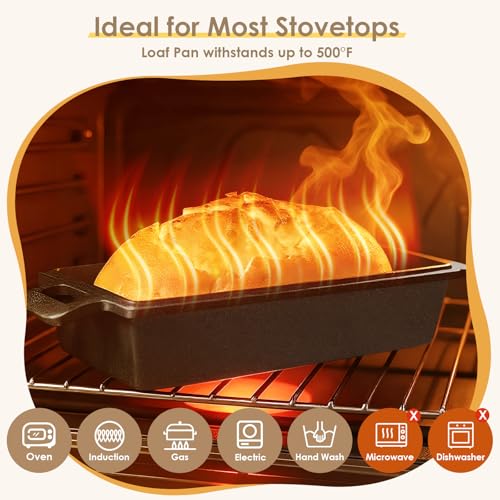 Cast Iron Loaf Pan with Lid, 9x5 Inch, Pre-Seasoned, 2 Piece Set J906905