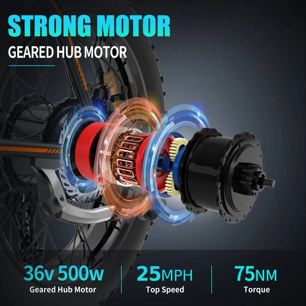 Aostirmotor Folding Electric Bike 20 inch Fat Tire 500W for Adults I83260