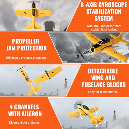 VEVOR RC Plane 2.4GHz 4 Channel T28 Trainer Aircraft with 6-Axis Gyro W54614