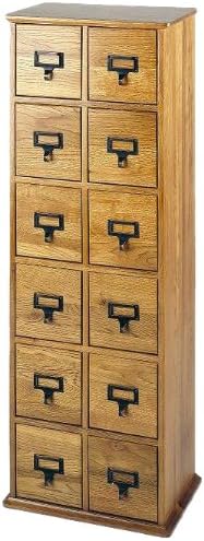 Leslie Dame Solid Oak 12-Drawer Media Cabinet, Cherry P8894