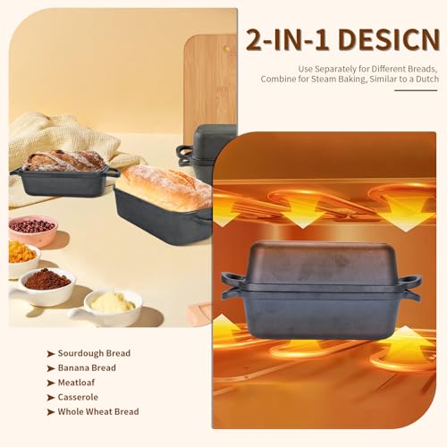 Enameled Cast Iron Bread Pan with Lid, 2 Piece Set, Lake Blue S82842