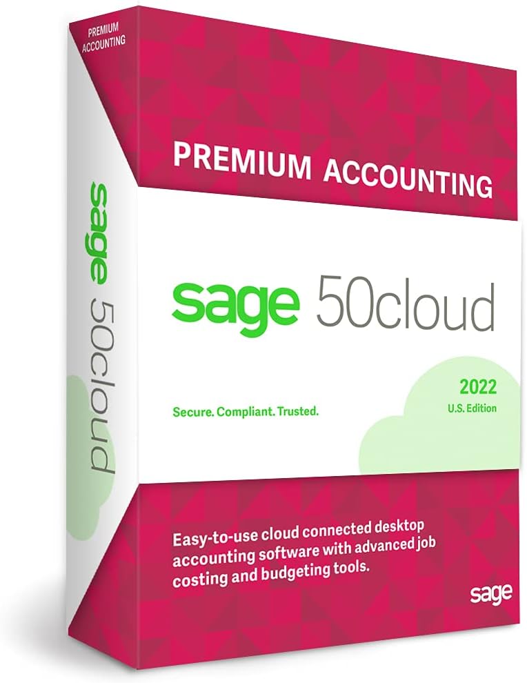 Sage 50cloud Premium Accounting 2022 U.S. 2-User One Year Subscription V99278
