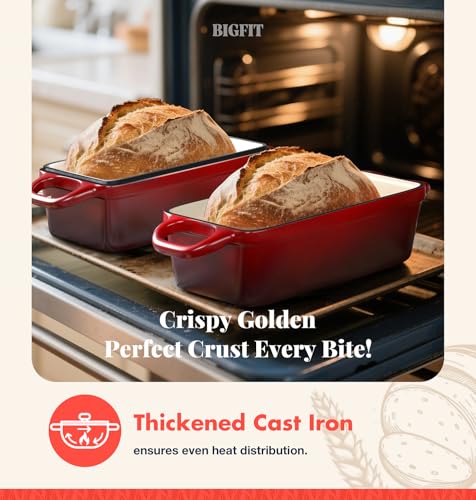 2 IN 1 Cast Iron Bread Loaf Pan with Lid, 3.4QT, Blue A3648
