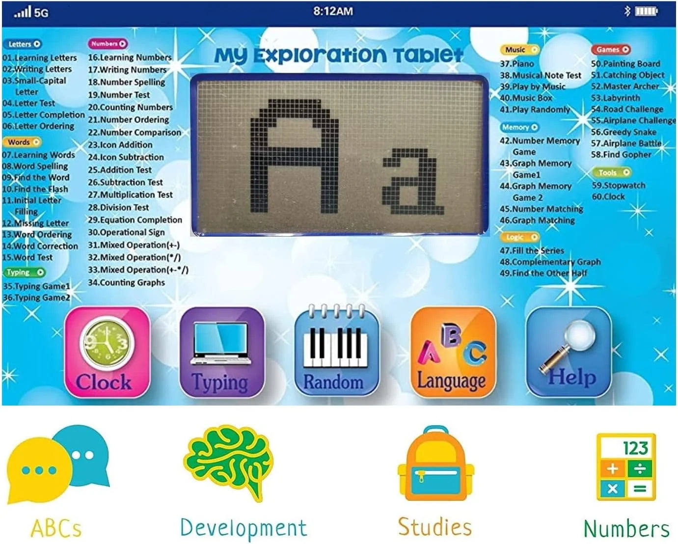 Tech Kidz My Exploration Toy Tablet Educational Learning Computer, Blue, Ages 3+ C188