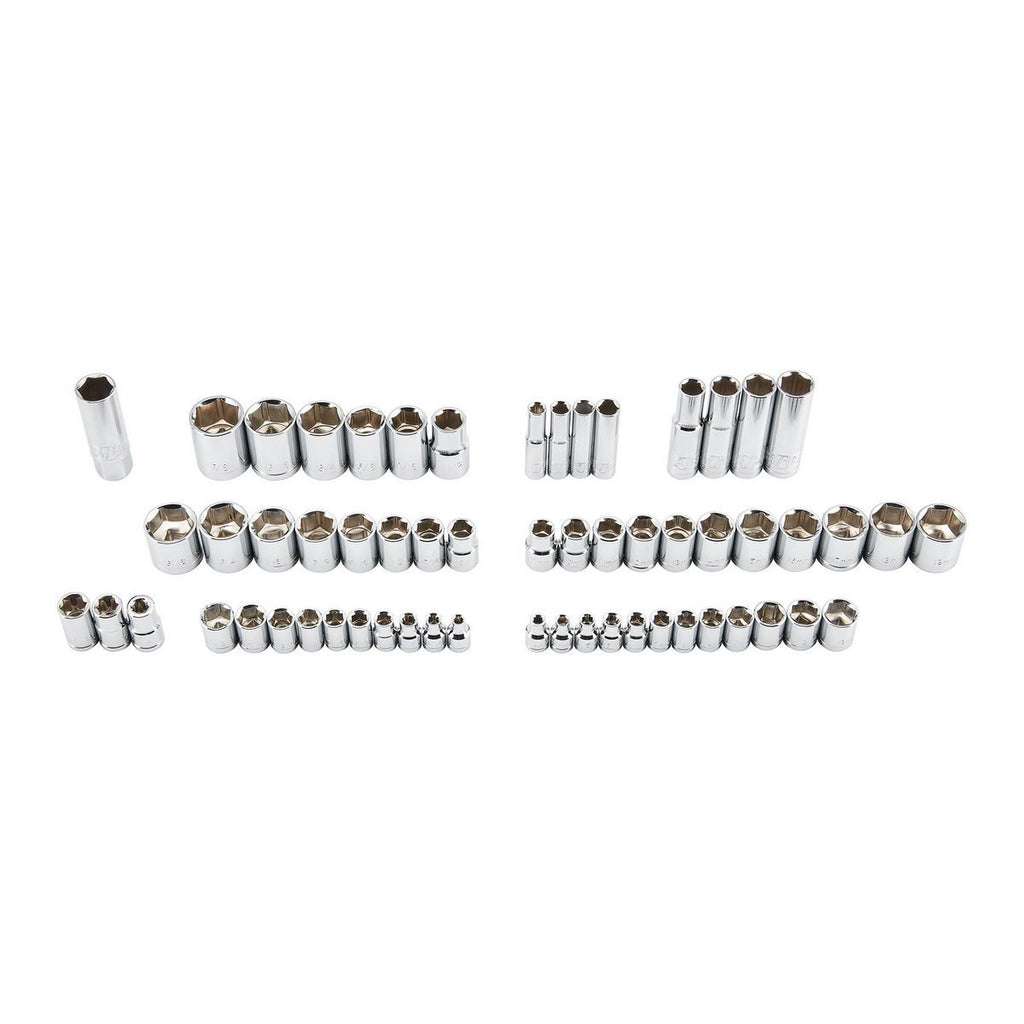 PITTSBURGH 64-Piece SAE & Metric Socket Set, 1/4, 3/8, 1/2 in. Drive J4863