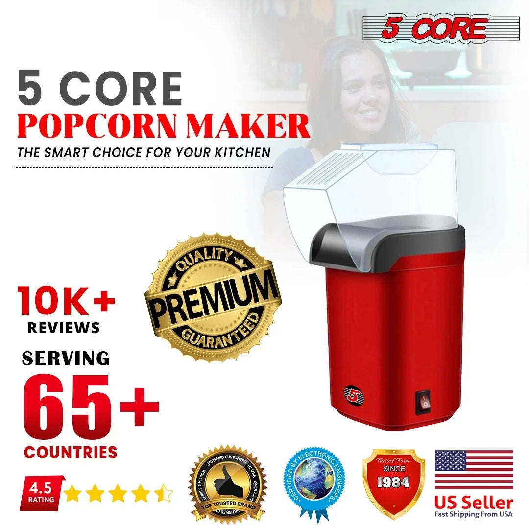 Hot Air Popcorn Machine Red BPA Free Q25814