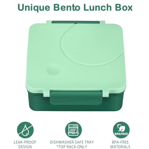 Bento Lunch Box Set for Kids with Soup Thermo, Leak-Proof, 4 Compartment, Black W97698