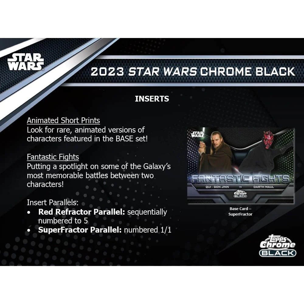 Star Wars 2023 Topps Chrome Black Trading Card Hobby Box T56460