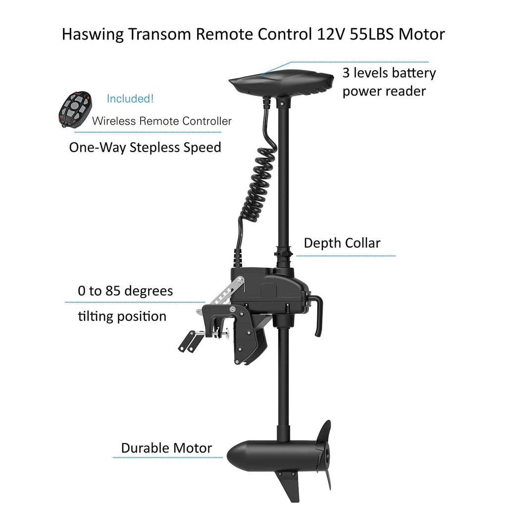 AQUOS 12.5ft Inflatable Pontoon Boat with Haswing 12V 55LBS Remote Trolling Motor N961