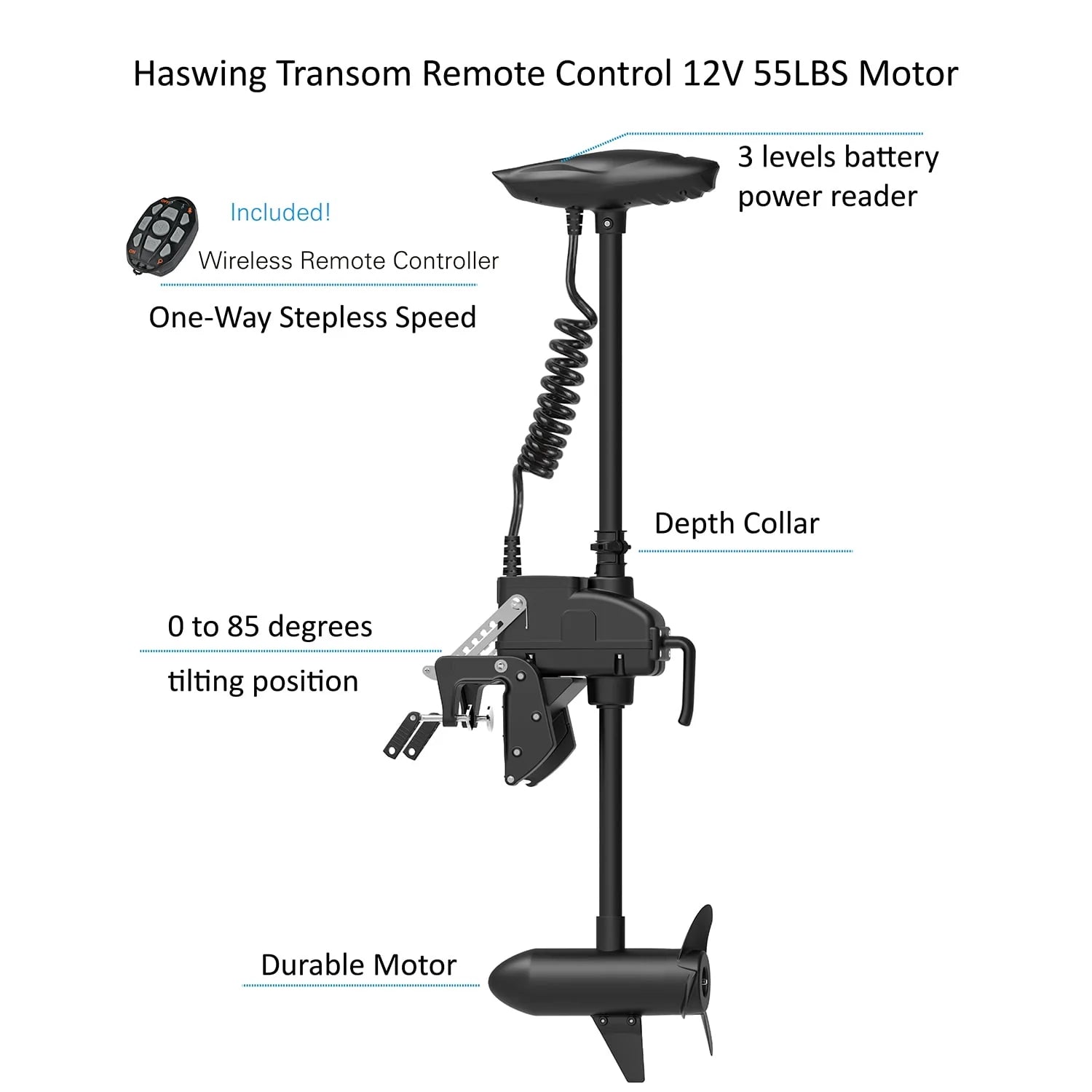 AQUOS 12.5ft Inflatable Pontoon Boat with Haswing 12V 55LBS Remote Trolling Motor N961
