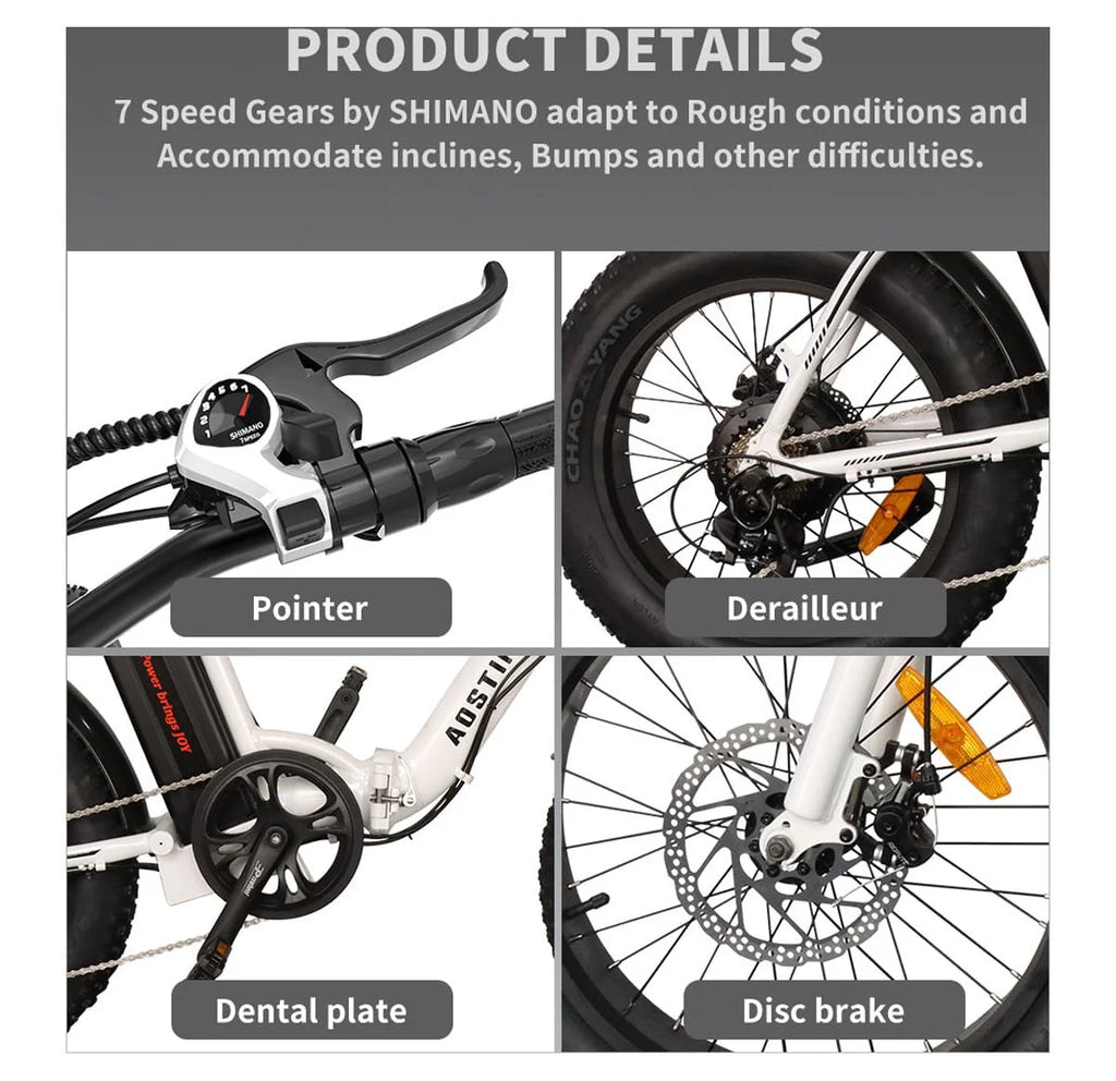 Aostirmotor Folding Electric Bike 20 inch Fat Tire 500W for Adults I83260