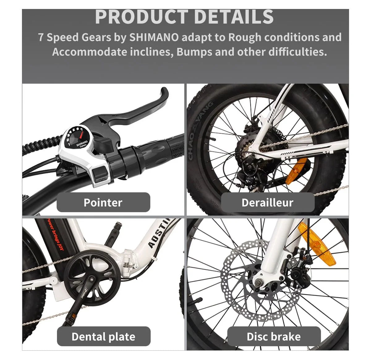 Aostirmotor Folding Electric Bike 20 inch Fat Tire 500W for Adults I83260